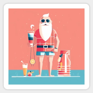 Funny Santa Tropical Christmas Sticker